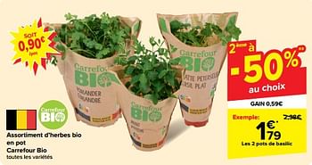 Promotions Assortiment d’herbes bio en pot carrefour bio - Produit maison - Carrefour  - Valide de 15/05/2024 à 28/05/2024 chez Carrefour