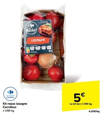 Promotions Kit repas lasagne carrefour - Produit maison - Carrefour  - Valide de 15/05/2024 à 28/05/2024 chez Carrefour