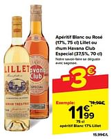 Promotions Apéritif blanc 17% lillet - Lillet - Valide de 15/05/2024 à 28/05/2024 chez Carrefour