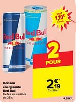 Promotions Boisson énergisante red bull - Red Bull - Valide de 15/05/2024 à 28/05/2024 chez Carrefour