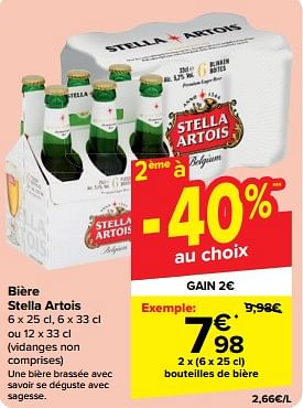 Promotions Bouteilles de bière - Stella Artois - Valide de 15/05/2024 à 28/05/2024 chez Carrefour