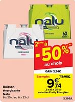 Promotions Canettes fruity energizer - Nalu - Valide de 15/05/2024 à 28/05/2024 chez Carrefour