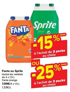 Promotions Fanta ou sprite - Fanta - Valide de 15/05/2024 à 28/05/2024 chez Carrefour
