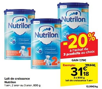 Promotions Lait de croissance 1 an+ - Nutrilon - Valide de 15/05/2024 à 28/05/2024 chez Carrefour