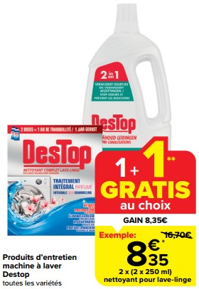Promotions Nettoyant pour lave-linge - Destop - Valide de 15/05/2024 à 28/05/2024 chez Carrefour