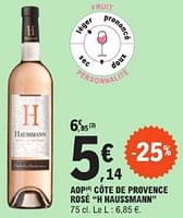 Promotions Aop cote de provence rose h haussmann - Vins rosé - Valide de 14/05/2024 à 25/05/2024 chez E.Leclerc