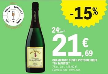 Promotions Champagne cuvée victoire brut gh martel - Champagne - Valide de 14/05/2024 à 25/05/2024 chez E.Leclerc