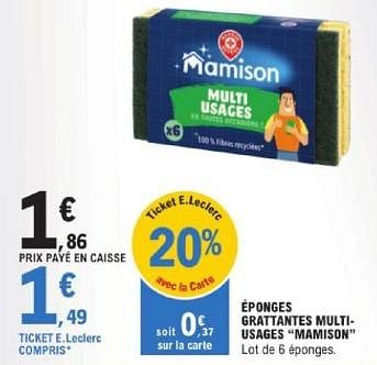 Promotions Éponges grattantes multi usages mamison - Mamison - Valide de 14/05/2024 à 25/05/2024 chez E.Leclerc