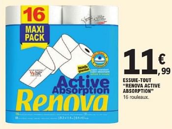 Promotions Essuie tout renova active absorption - Renova - Valide de 14/05/2024 à 25/05/2024 chez E.Leclerc