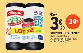 Promotions Sac poubelle alfapac - Alfapac - Valide de 14/05/2024 à 25/05/2024 chez E.Leclerc