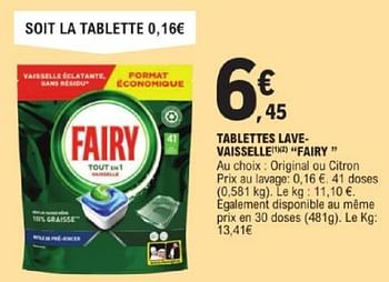 Promotions Tablettes lave vaisselle fairy - Fairy - Valide de 14/05/2024 à 25/05/2024 chez E.Leclerc