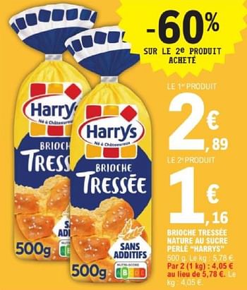 Promotions Brioche tressée nature au sucre perle harrys - Harry's - Valide de 14/05/2024 à 25/05/2024 chez E.Leclerc