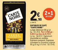 Promotions Capsules de cafe carte noire - CarteNoire - Valide de 14/05/2024 à 25/05/2024 chez E.Leclerc