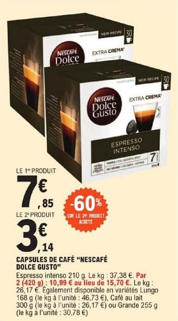 Promotions Capsules de cafe nescafe dolce gusto - Nescafe - Valide de 14/05/2024 à 25/05/2024 chez E.Leclerc