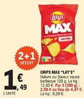 Promotions Chips max lay`s - Lay's - Valide de 14/05/2024 à 25/05/2024 chez E.Leclerc