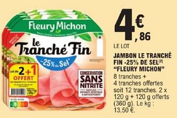 Promotions Jambon le tranché fin de sel fleury michon - Fleury Michon - Valide de 14/05/2024 à 25/05/2024 chez E.Leclerc