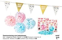Feestversiering voor babyshower confetti roze of blauw-Huismerk - Xenos