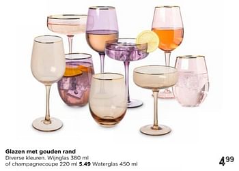 Promoties Glazen met gouden rand waterglas - Huismerk - Xenos - Geldig van 12/05/2024 tot 06/07/2024 bij Xenos