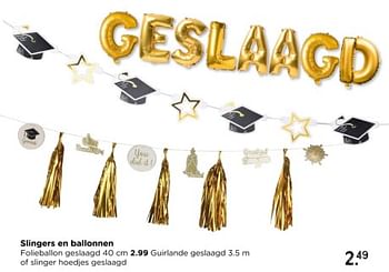 Promoties Guirlande geslaagd of slinger hoedjes geslaagd - Huismerk - Xenos - Geldig van 12/05/2024 tot 06/07/2024 bij Xenos