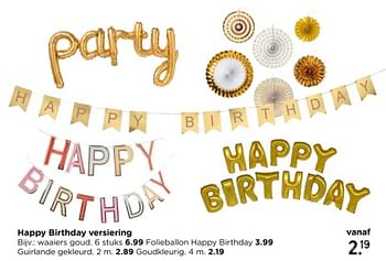Promoties Happy birthday versiering goudkleurig - Huismerk - Xenos - Geldig van 12/05/2024 tot 06/07/2024 bij Xenos