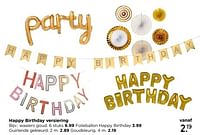 Happy birthday versiering goudkleurig-Huismerk - Xenos