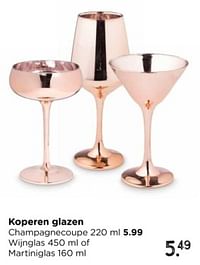 Koperen glazen wijnglas of martiniglas-Huismerk - Xenos