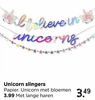 Promoties Unicorn slingers papier unicorn met bloemen - Huismerk - Xenos - Geldig van 12/05/2024 tot 06/07/2024 bij Xenos