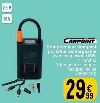 Promotions Compresseur compact portable rechargeable - Carpoint - Valide de 14/05/2024 à 27/05/2024 chez Cora