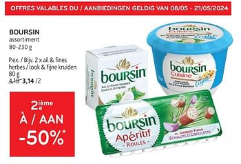 Promotions Boursin 2ième à -50% - Boursin - Valide de 08/05/2024 à 21/05/2024 chez Alvo