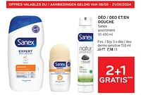 Promotions Déo et douche sanex 2+1 gratis - Sanex - Valide de 08/05/2024 à 21/05/2024 chez Alvo
