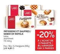 Promotions Pâtisserie et gaufres lotus -20% à l’achat de 3 paquets - Lotus Bakeries - Valide de 08/05/2024 à 21/05/2024 chez Alvo