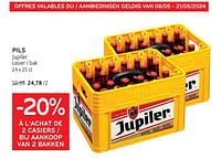 Promotions Pils jupiler -20% à l’achat de 2 casiers - Jupiler - Valide de 08/05/2024 à 21/05/2024 chez Alvo