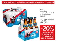 Promotions Pils jupiler blue -20% à l’achat de 2 paquets - Jupiler - Valide de 08/05/2024 à 21/05/2024 chez Alvo