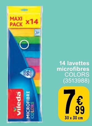 Promotions 14 lavettes microfibres colors - Vileda - Valide de 14/05/2024 à 27/05/2024 chez Cora