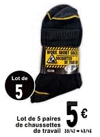 Promotions Lot de 5 paires de chaussettes de travail - Produit maison - Cora - Valide de 14/05/2024 à 27/05/2024 chez Cora