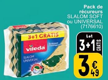 Promotions Pack de récureurs slalom soft ou universal - Vileda - Valide de 14/05/2024 à 27/05/2024 chez Cora