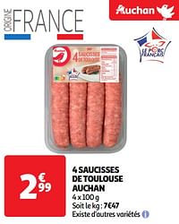 4 saucisses de toulouse auchan-Huismerk - Auchan