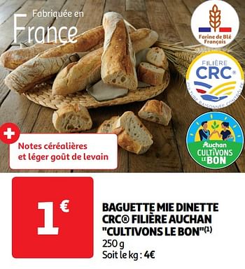 Promoties Baguette mie dinette crc filière auchan - Huismerk - Auchan - Geldig van 14/05/2024 tot 19/05/2024 bij Auchan