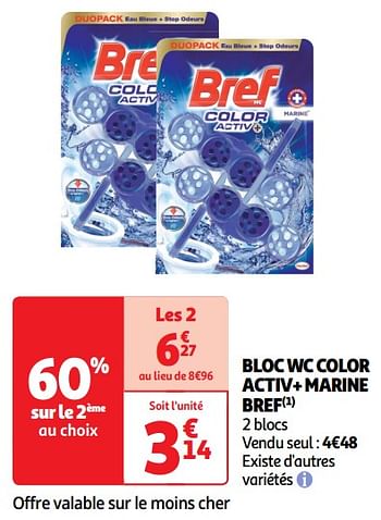Promoties Bloc wc color activ+ marine bref - Bref - Geldig van 14/05/2024 tot 19/05/2024 bij Auchan