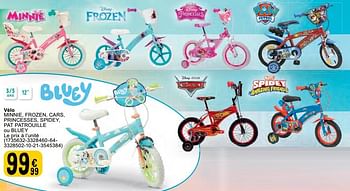 Promotions Vélo minnie, frozen, cars, princesses, spidey, pat patrouille ou bluey - Bluey - Valide de 14/05/2024 à 27/05/2024 chez Cora