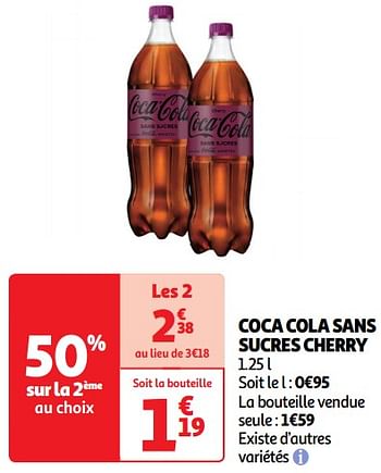 Promoties Coca cola sans sucres cherry - Coca Cola - Geldig van 14/05/2024 tot 19/05/2024 bij Auchan