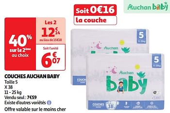 Promoties Couches auchan baby - Huismerk - Auchan - Geldig van 14/05/2024 tot 19/05/2024 bij Auchan