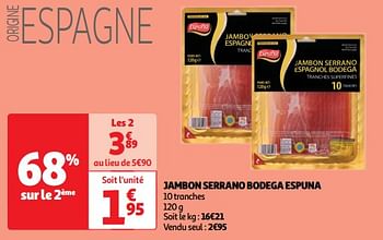 Promoties Jambon serrano bodega espuna - ESPUÑA - Geldig van 14/05/2024 tot 19/05/2024 bij Auchan