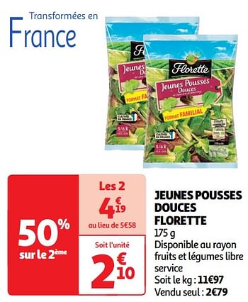 Promoties Jeunes pousses douces florette - Florette - Geldig van 14/05/2024 tot 19/05/2024 bij Auchan