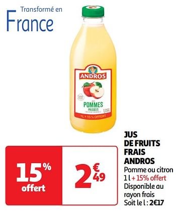Promoties Jus de fruits frais andros - Andros - Geldig van 14/05/2024 tot 19/05/2024 bij Auchan