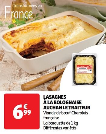 Promoties Lasagnes à la bolognaise auchan le traiteur - Huismerk - Auchan - Geldig van 14/05/2024 tot 19/05/2024 bij Auchan