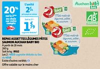 Repas assiettes légumes pâtes saumon auchan baby bio-Huismerk - Auchan