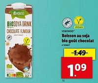Promotions Boisson au soja bio goût chocolat - Vemondo - Valide de 15/05/2024 à 21/05/2024 chez Lidl