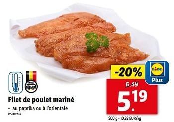 Promotions Filet de poulet mariné - Produit maison - Lidl - Valide de 15/05/2024 à 21/05/2024 chez Lidl