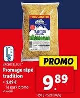 Promotions Fromage râpé tradition - Vache bleue - Valide de 15/05/2024 à 21/05/2024 chez Lidl